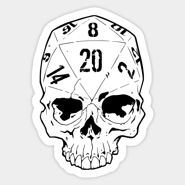D20 SKULL D20 Sticker TeePublic